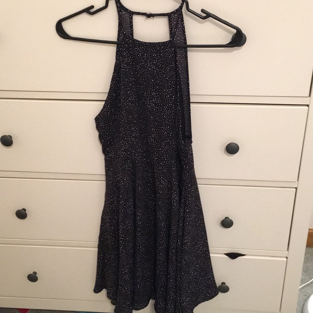 Black and white polka dotted dress
